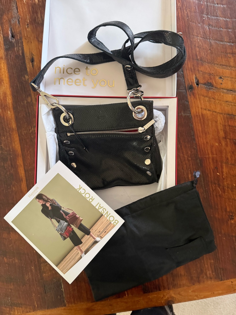 Black Crossbody Bag with Silver Accents - Stylish Everyday Carry